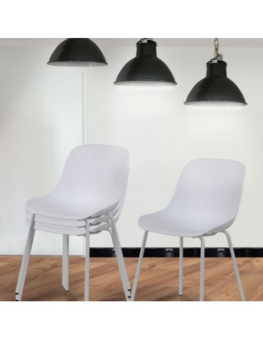 Lot de 4 chaises blanc  métal  Sara