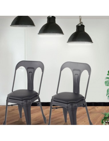 Lot de 2 chaises industrielles Noir...