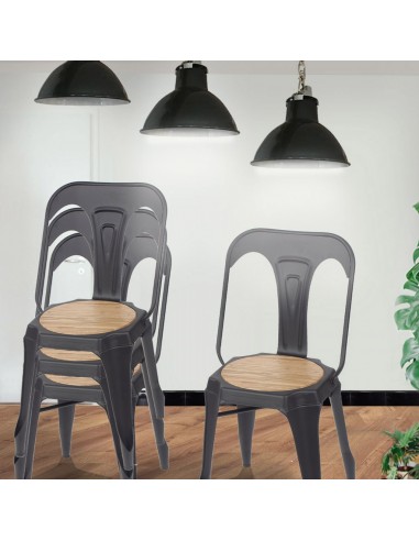 Lot de 4 chaises industrielles métal...